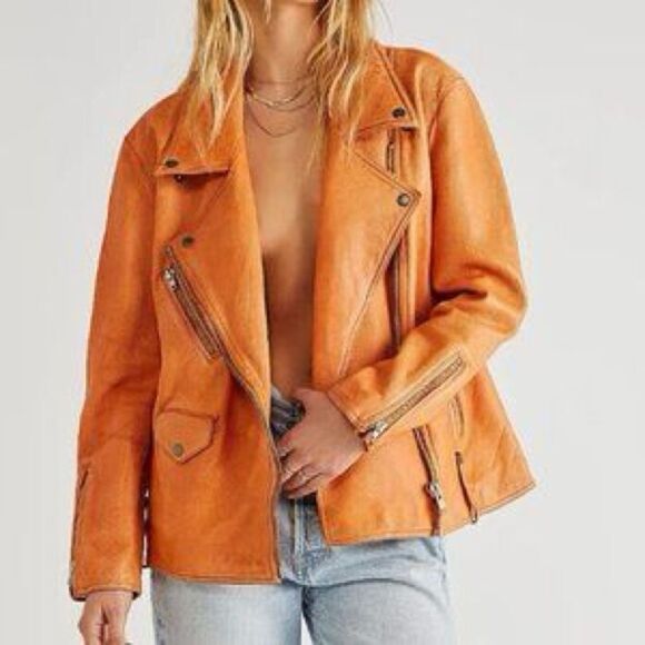 New Free People x We The Free Jealousy Leather Moto Jacket/ Size XS - Picture 3 of 10